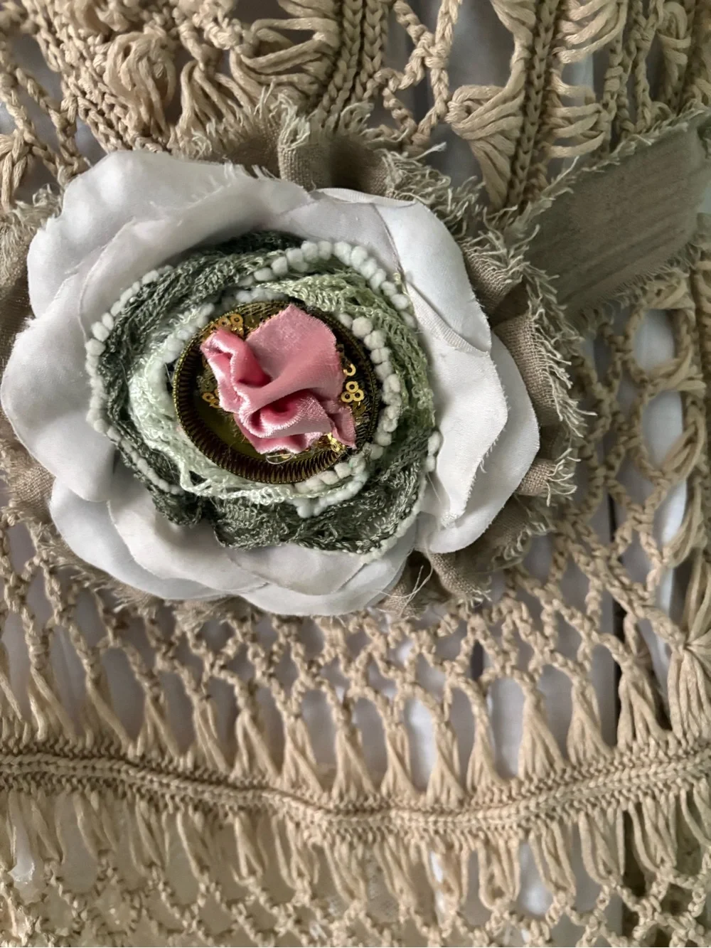 Shabby Chic Upcycled Jabot Choker Necklace
